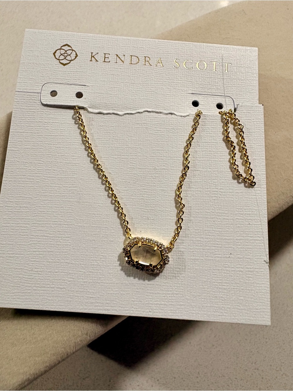 Kendra Scott Gold Clear Glass Halo Pendant Necklace